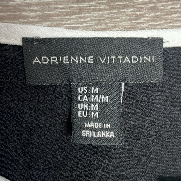Adrienne Vittadini Long Sleeve Chiffon Blouse Black with White Trim M - Picture 7 of 16